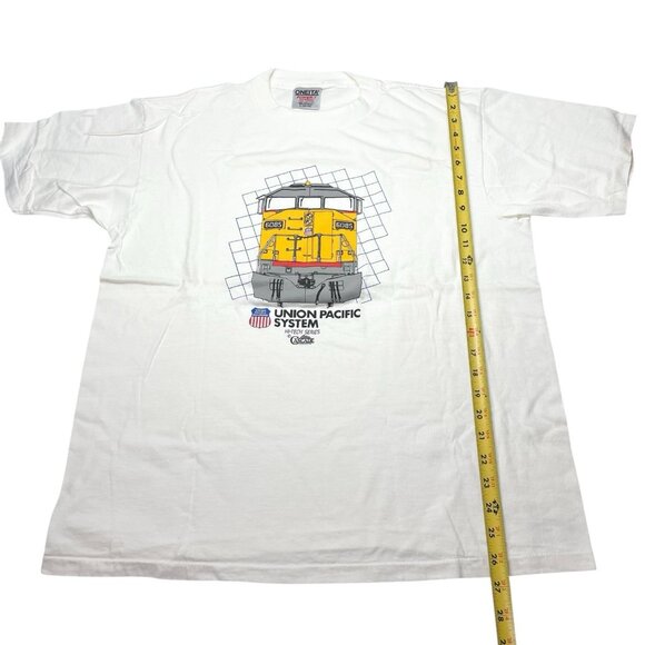VTG Union Pacific System Hi Tech Railroad T Shirt Oneita Single Stitch Size L - Picture 7 of 7